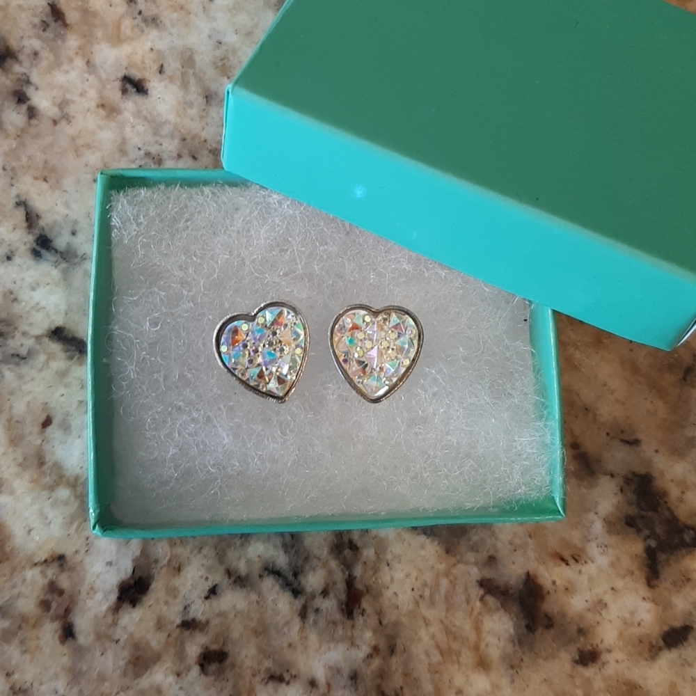 Heart Shaped Rhinestone Earrings